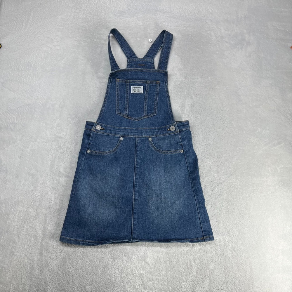 Levi's Overall Skirt Jumper Girls Blue Denim Adjustable Straps‎ Stretch - Medium